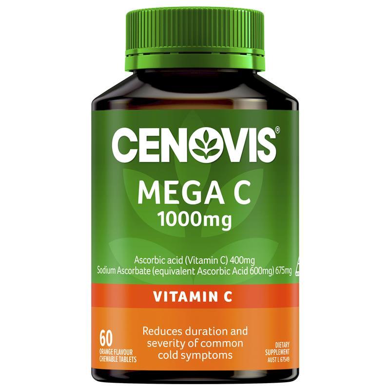 Cenovis Mega C 1000mg Vitamin C 60 Chewable Tablets