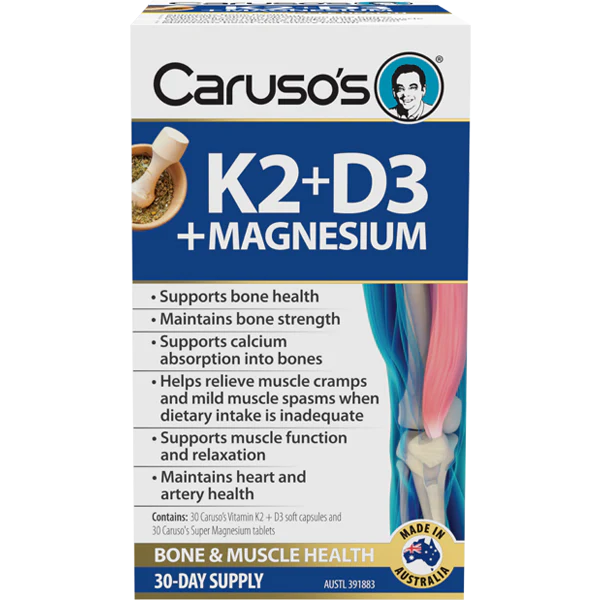 Carusos Natural Health Vitamin K2 + D3 + Magnesium