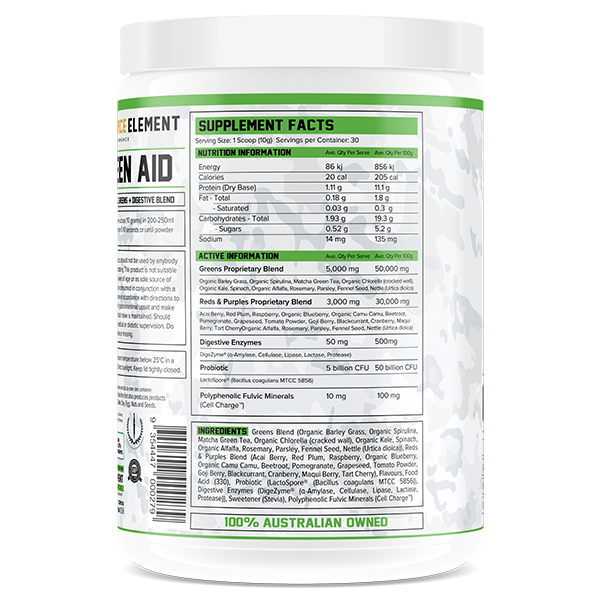 Force Element Green Aid Reds, Purples, Greens and Digestive Blend 300g