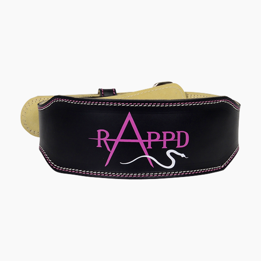 Rappd 4 inch Leather Weight Lifting Belt Pink