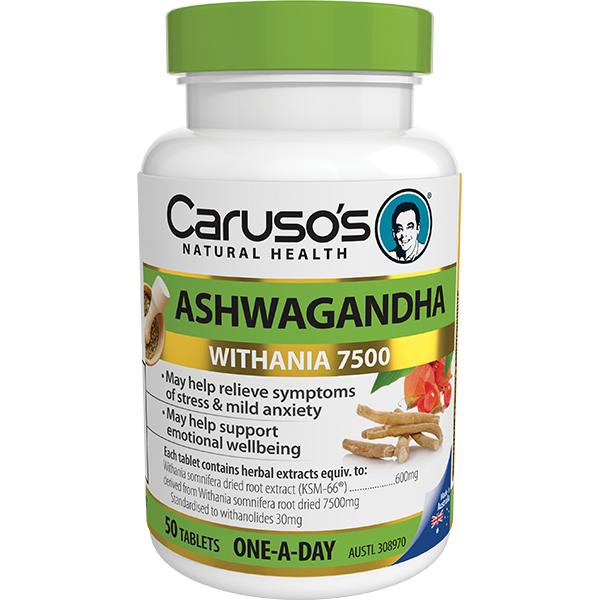 Carusos Natural Health Ashwagandha WIthania 7500 50 Tablets