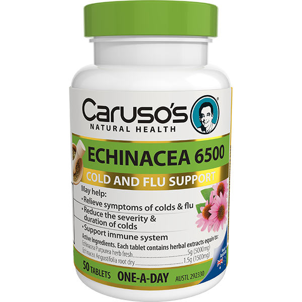 Carusos Natural Health Echinacea 6500 50 Tabs