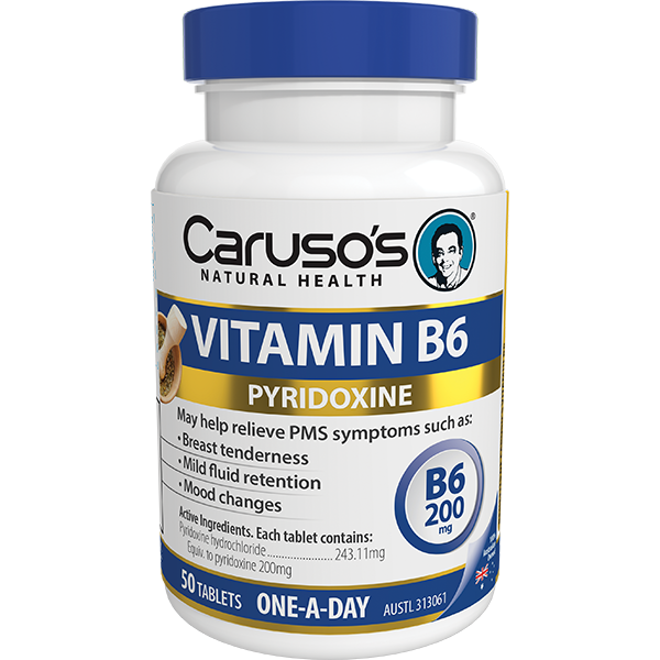 Carusos Natural Health Vitamin B6 200mg 50 Tablets